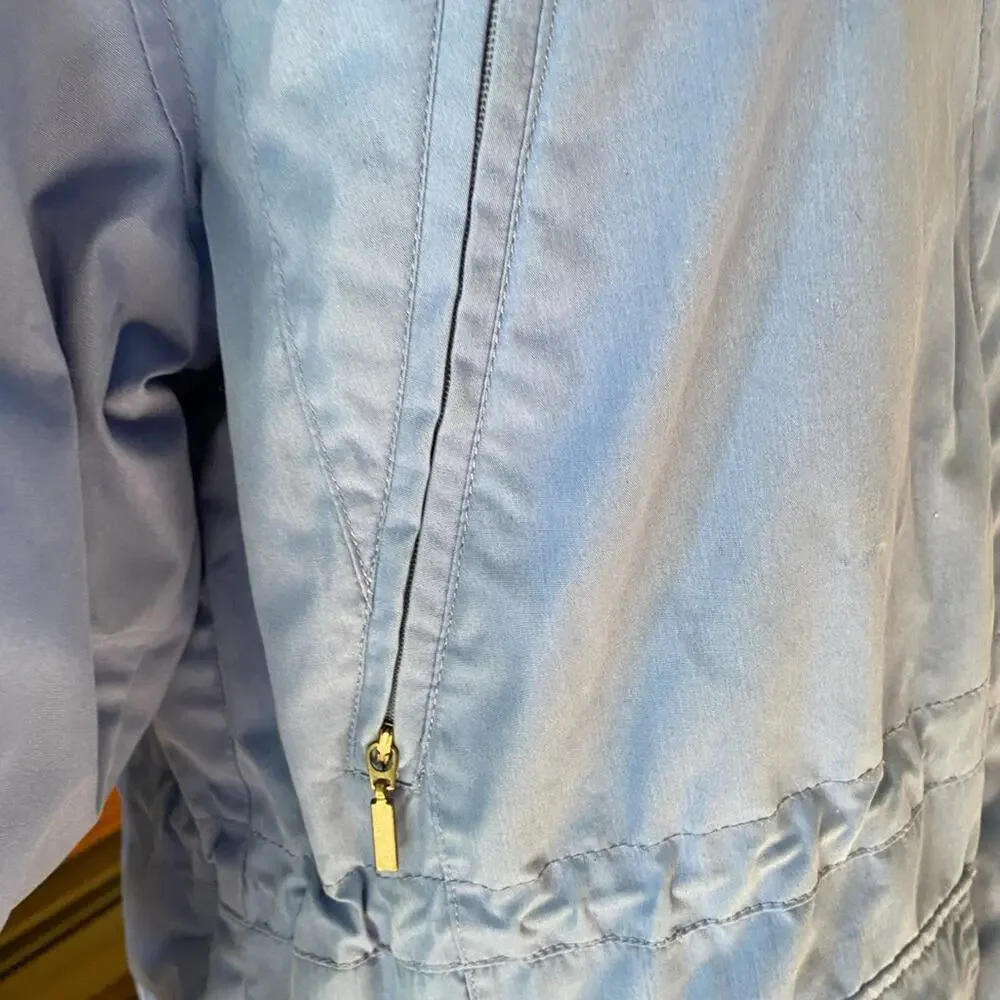 Vintage Pacific Trail Jacket Windbreaker Snap Hood Blue Womens Petite Small EUC